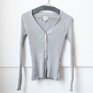 FRANK AND OAK VNeck Ribbed Gray Cardigan